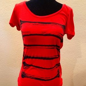 Red T-Shirt w/Bone Print Detail